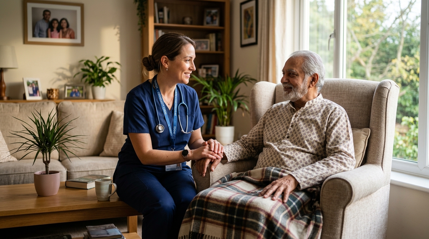 Home Nurse caring for elderly parent at home