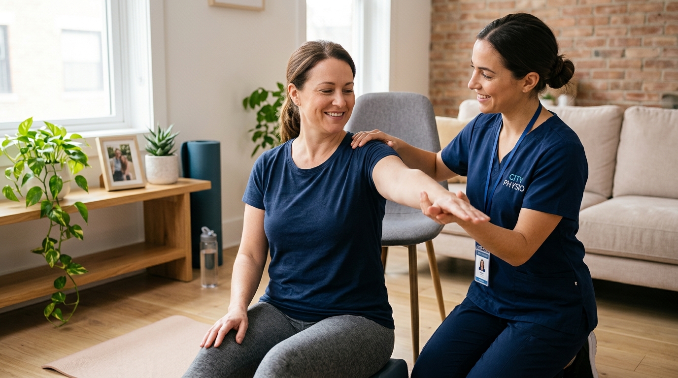 Home Physiotherapist assisting patient