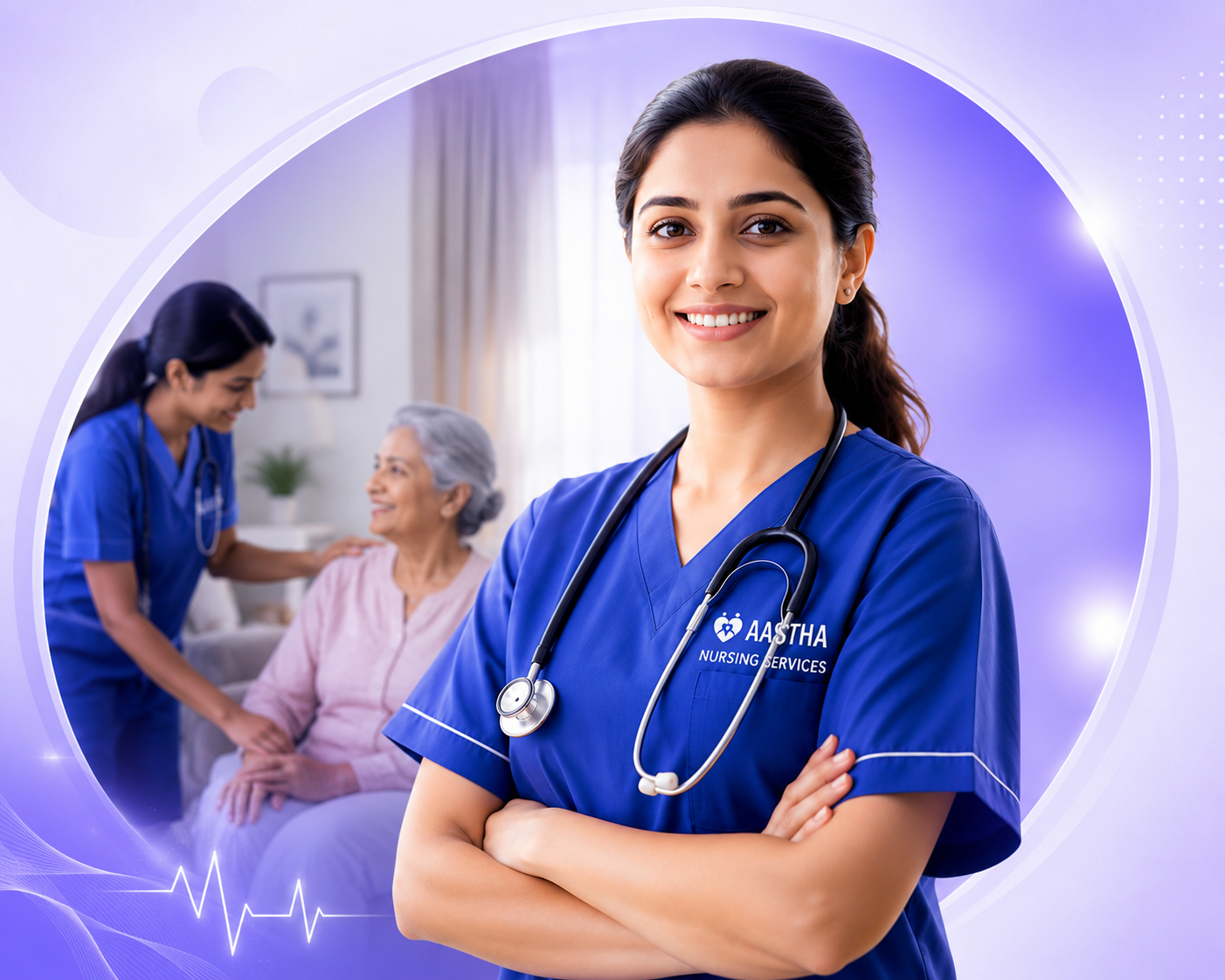 Professional nurse providing home healthcare services in Delhi NCR